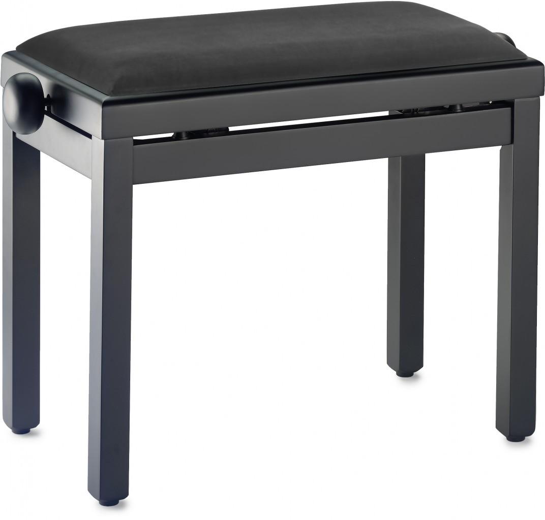 Banquette de piano noire avec assise en velours