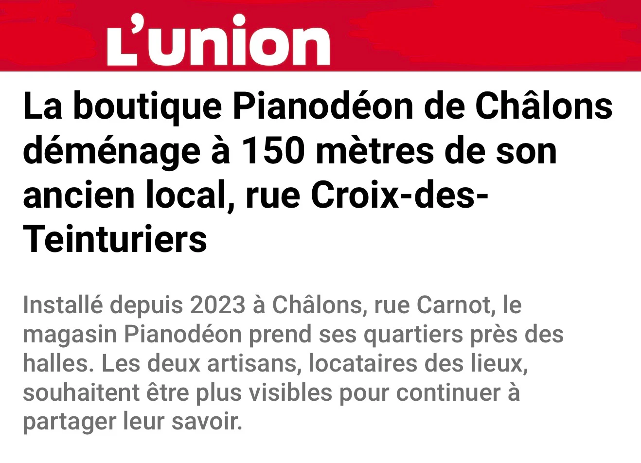 Article de Mathilde Deparois sur l'Union